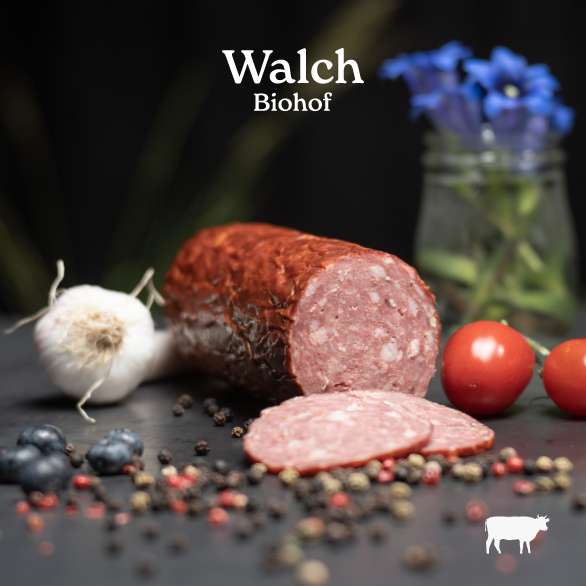 Walch Arlberger Wurst Walch Arlberger Wurst, angerichtet mit Gewürzen